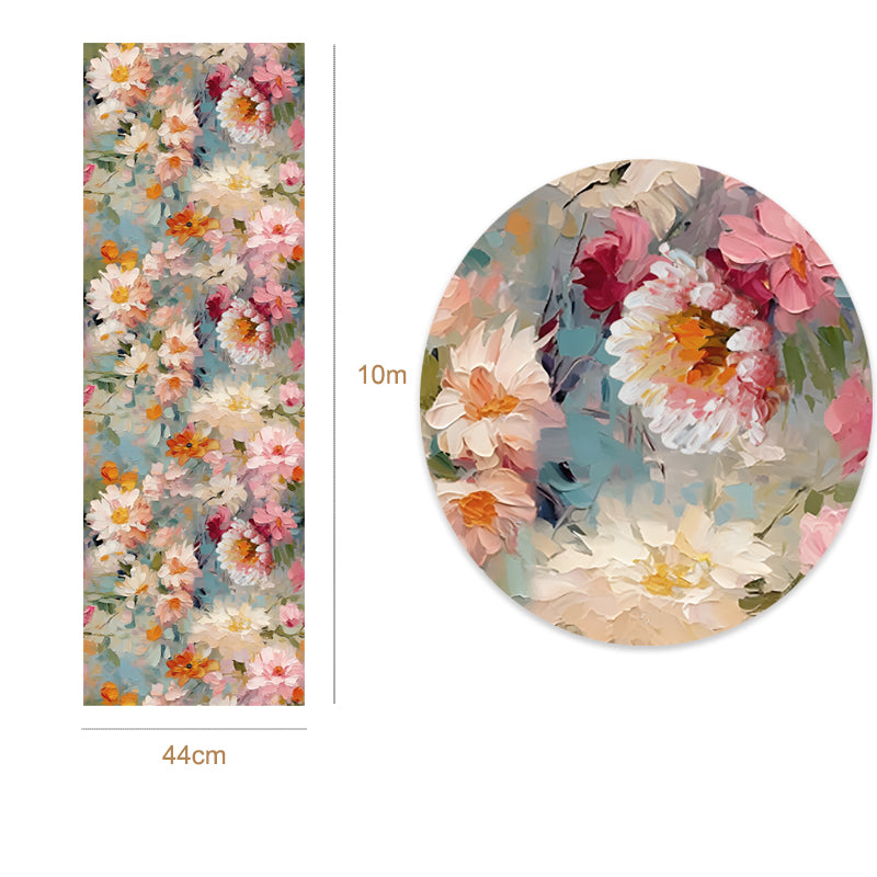 10mRoll Peel Stick Vinyl 3D Wallpaper Furniture Cabinet OilPaint Flower0321