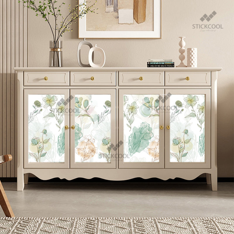 Stickcool Peel & Stick Floral Wallpaper – Watercolor Botanical Design, Removable, Self-Adhesive Wall Décor – Available in Warm or Cool Tones, Ideal for Bedrooms & Living Rooms