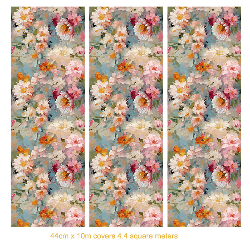 10mRoll Peel Stick Vinyl 3D Wallpaper Furniture Cabinet OilPaint Flower0321