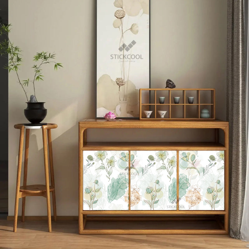 Stickcool Peel & Stick Floral Wallpaper – Watercolor Botanical Design, Removable, Self-Adhesive Wall Décor – Available in Warm or Cool Tones, Ideal for Bedrooms & Living Rooms