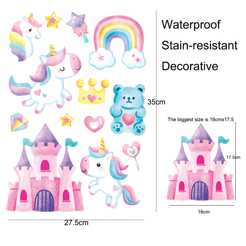 Kids Love stickers - Watercolor Unicorn & Jungle Animal Wall Decals-Removable Kids Room Stickers