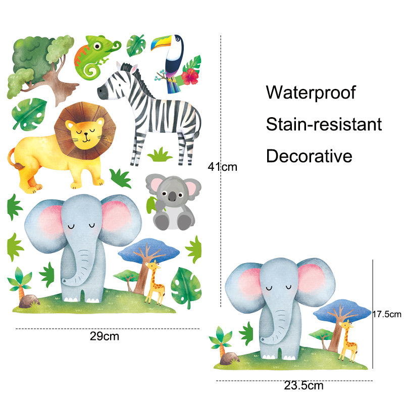 Kids Love stickers - Watercolor Unicorn & Jungle Animal Wall Decals-Removable Kids Room Stickers