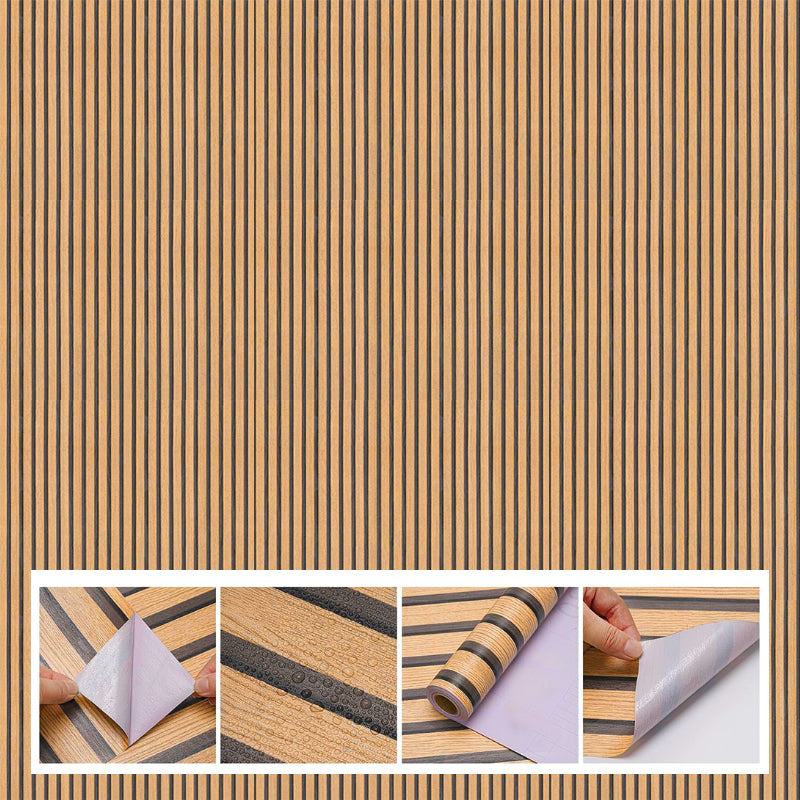STICKCOOL 10m Roll Peel and Stick Vinyl 3D Wallpaper Wood Stripe Adhesive