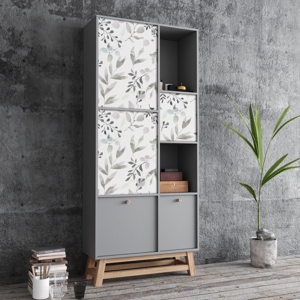 10m Roll Peel & Stick 3DWallpaper Furniture Cabinet Watercolor-Leaves