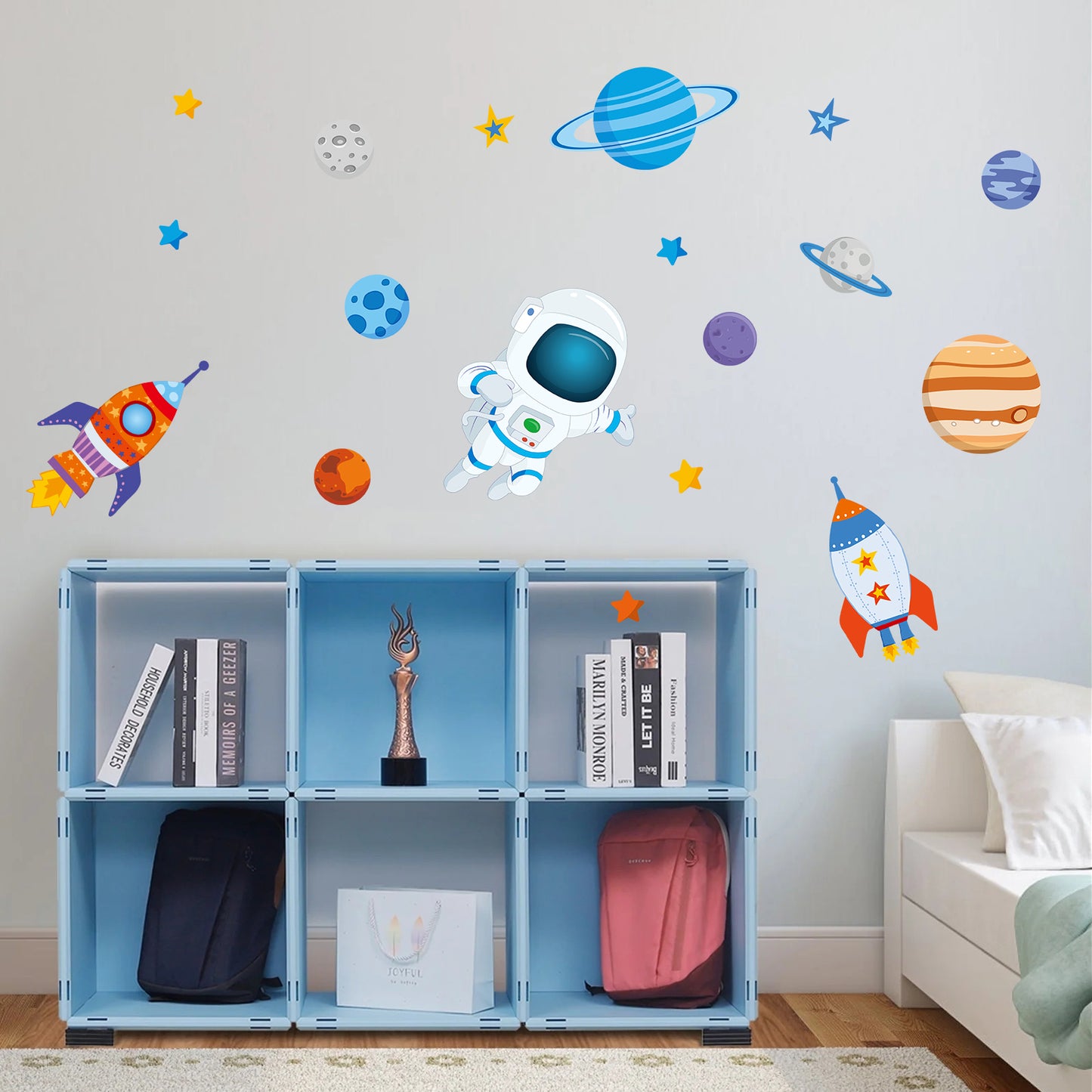 Kids Love-Space & Dinosaur Wall Decals Removable Kids Room Stickers for Learning Play