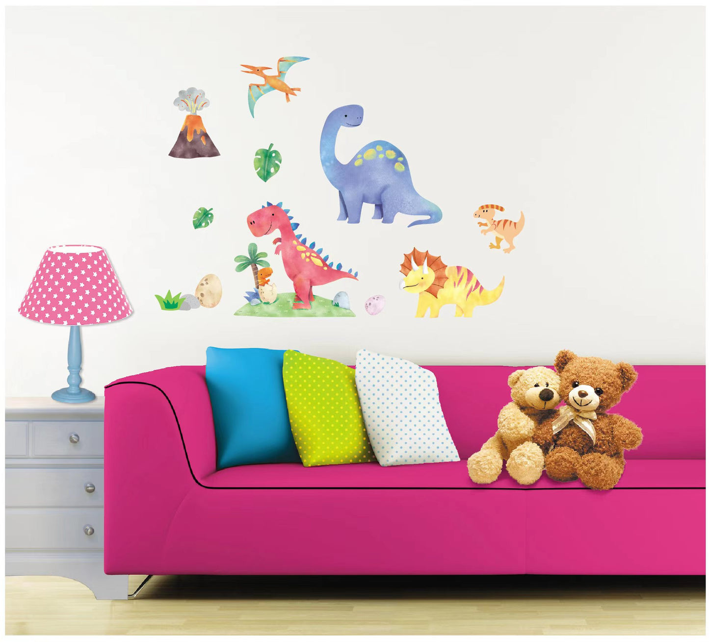 Kids Love-Space & Dinosaur Wall Decals Removable Kids Room Stickers for Learning Play