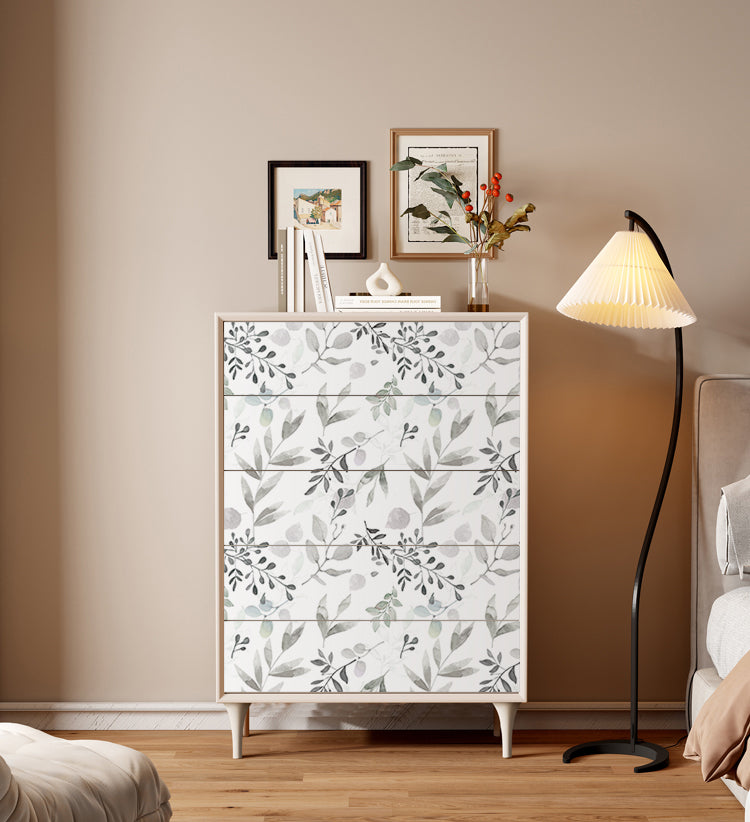 10m Roll Peel & Stick 3DWallpaper Furniture Cabinet Watercolor-Leaves