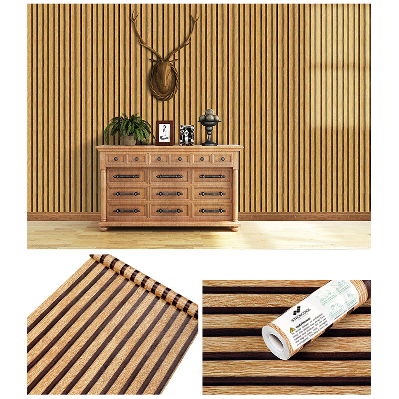 STICKCOOL 10m Roll Peel and Stick Vinyl 3D Wallpaper Wood Stripe Adhesive