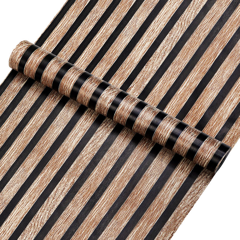 STICKCOOL 10m Roll Peel and Stick Vinyl 3D Wallpaper Wood Stripe Adhesive