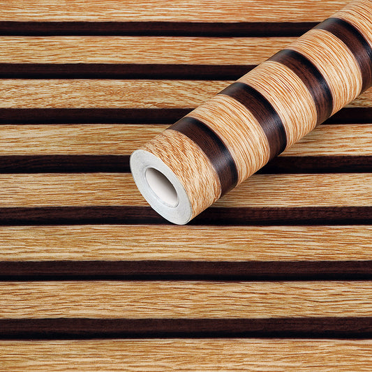 STICKCOOL 10m Roll Peel and Stick Vinyl 3D Wallpaper Wood Stripe Adhesive