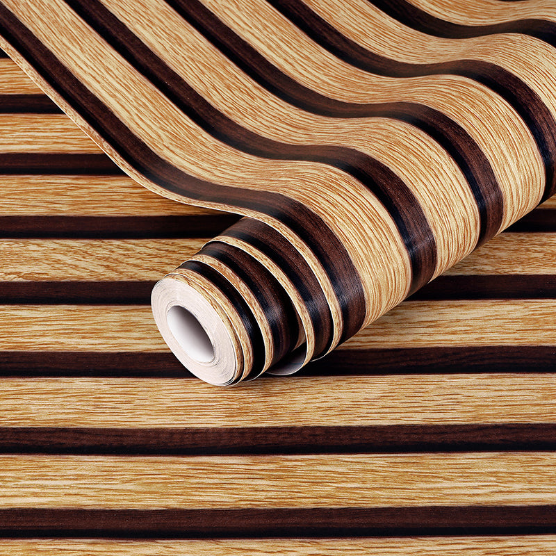 STICKCOOL 10m Roll Peel and Stick Vinyl 3D Wallpaper Wood Stripe Adhesive