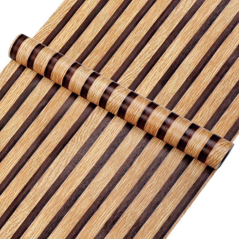 STICKCOOL 10m Roll Peel and Stick Vinyl 3D Wallpaper Wood Stripe Adhesive