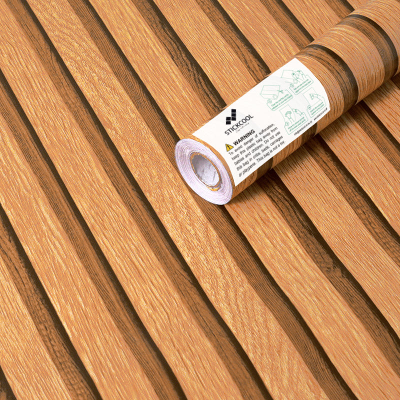 STICKCOOL 10m Roll Peel and Stick Vinyl 3D Wallpaper Wood Stripe Adhesive