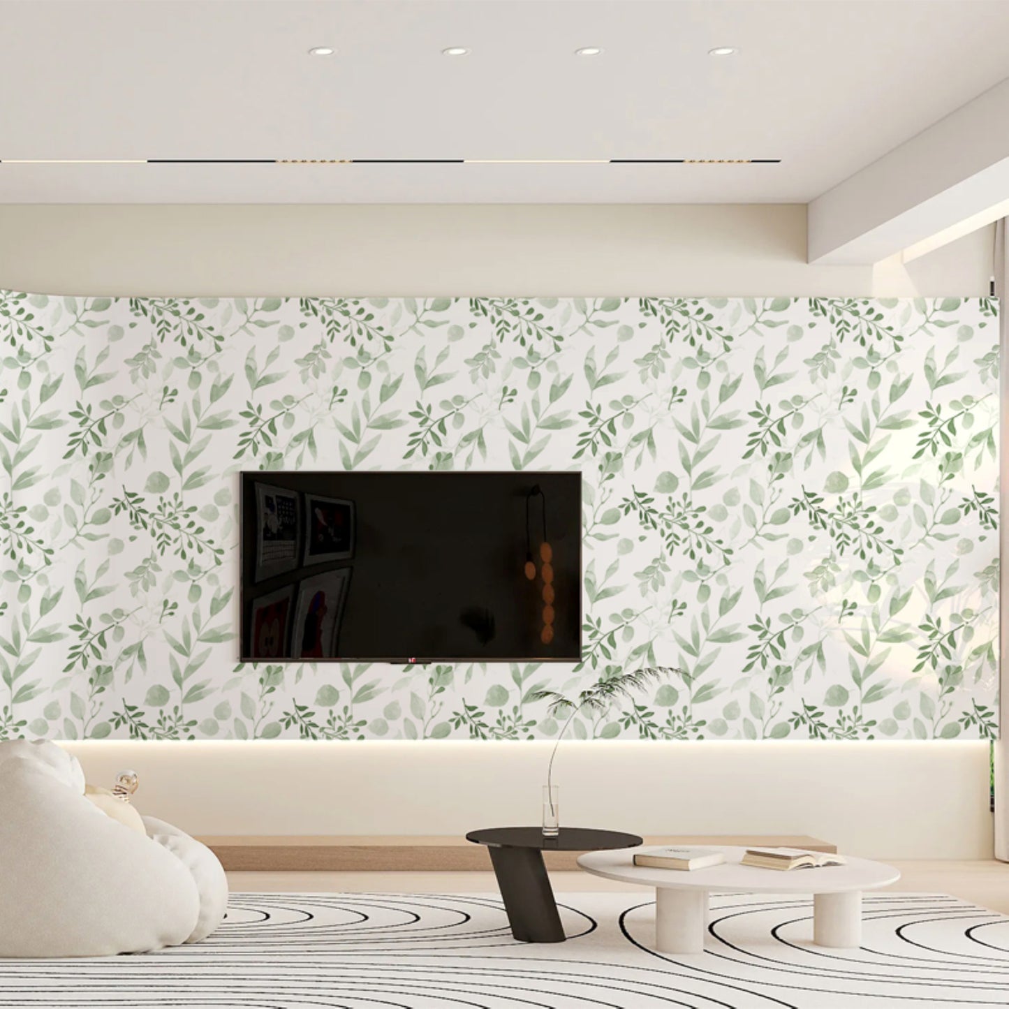 10m Roll Peel & Stick 3DWallpaper Furniture Cabinet Watercolor-Leaves