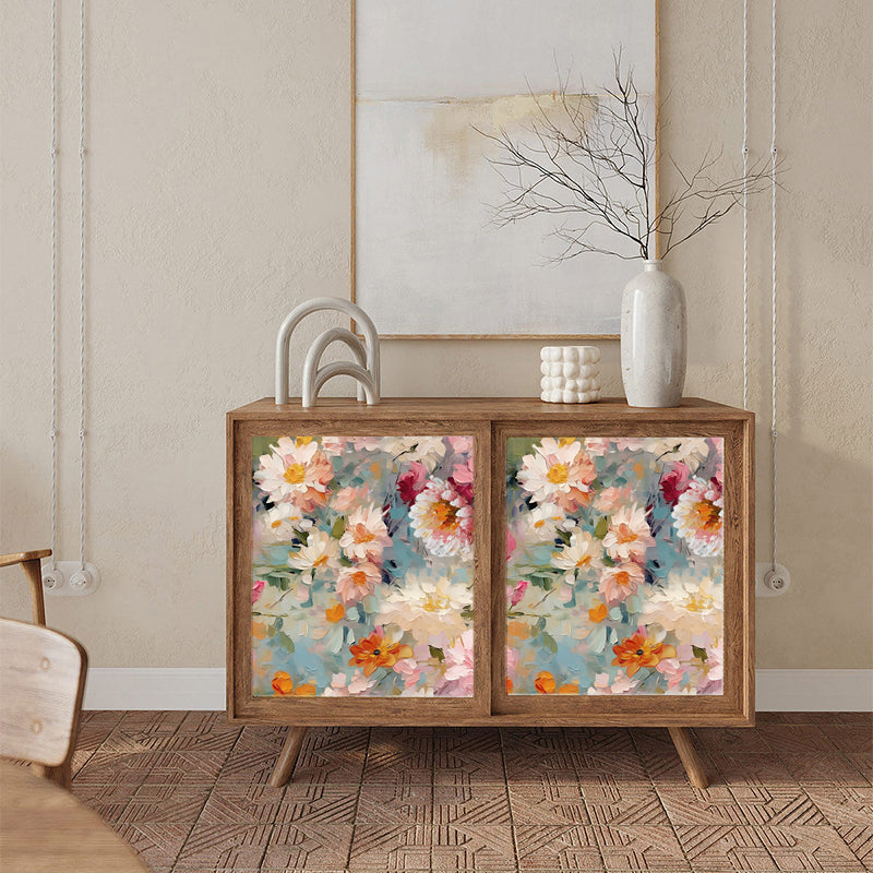 10mRoll Peel Stick Vinyl 3D Wallpaper Furniture Cabinet OilPaint Flower0321