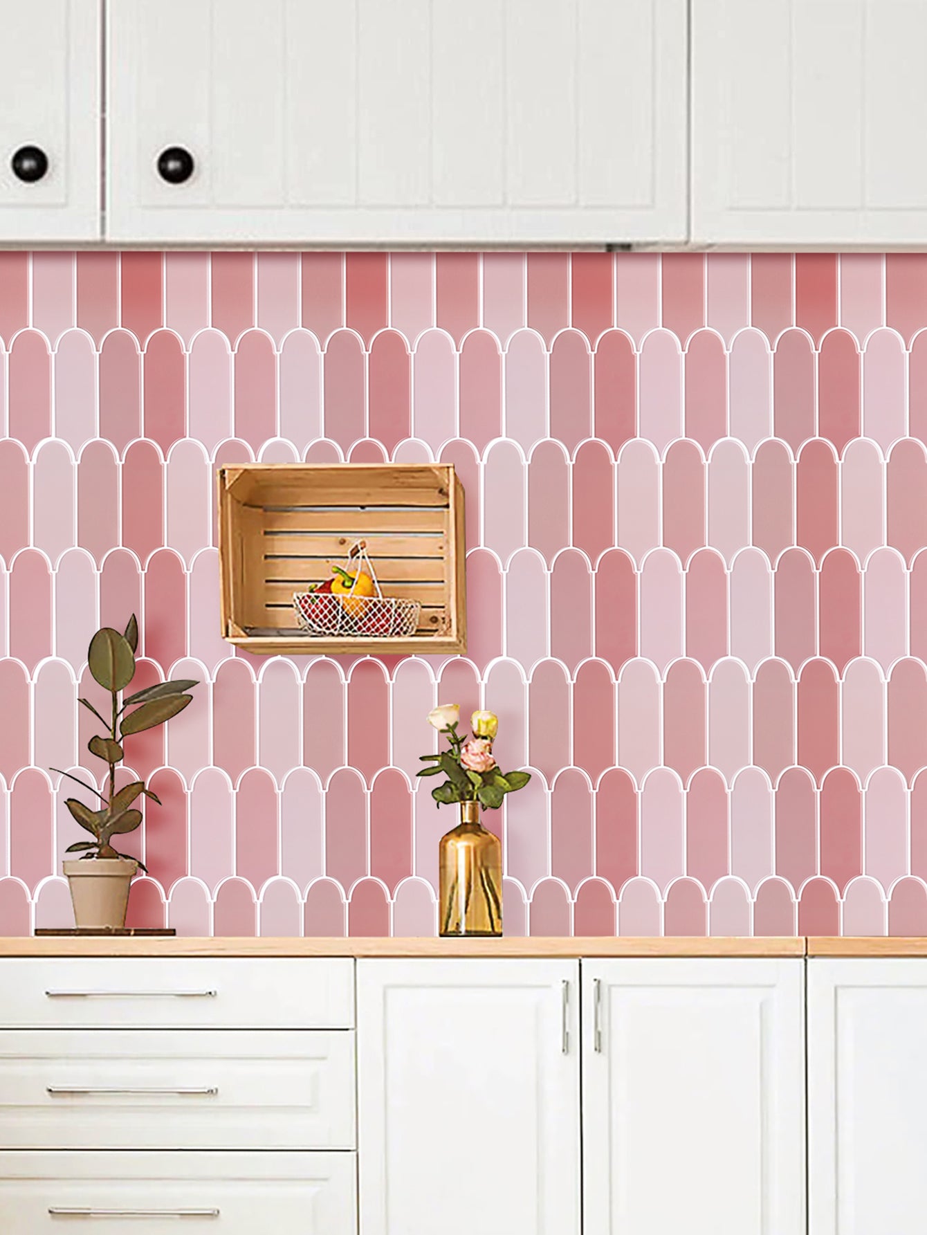 10-Sheet Mosaic Tiles Peel and Stick Backsplash Kitchen 2.5mm Thicker Design - Coral