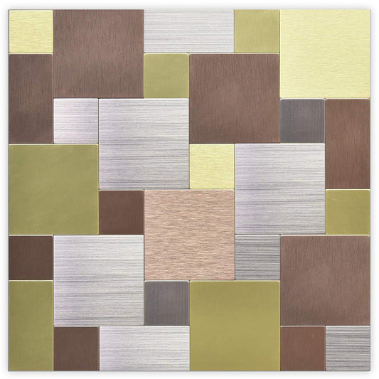 Mosaic Peel and Stick Self Adhesive Metal Backsplash Aluminum  (BrownY/4mm) 5 Sheets