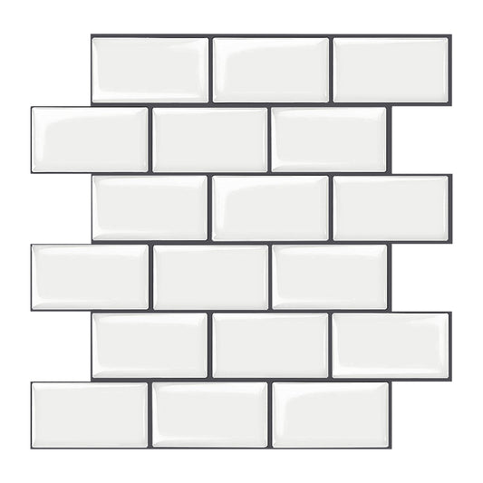 10-Sheet White Subway Tiles Peel and Stick Backsplash, Stick on Tiles Kitchen Backsplash (Thickness 2.5mm)