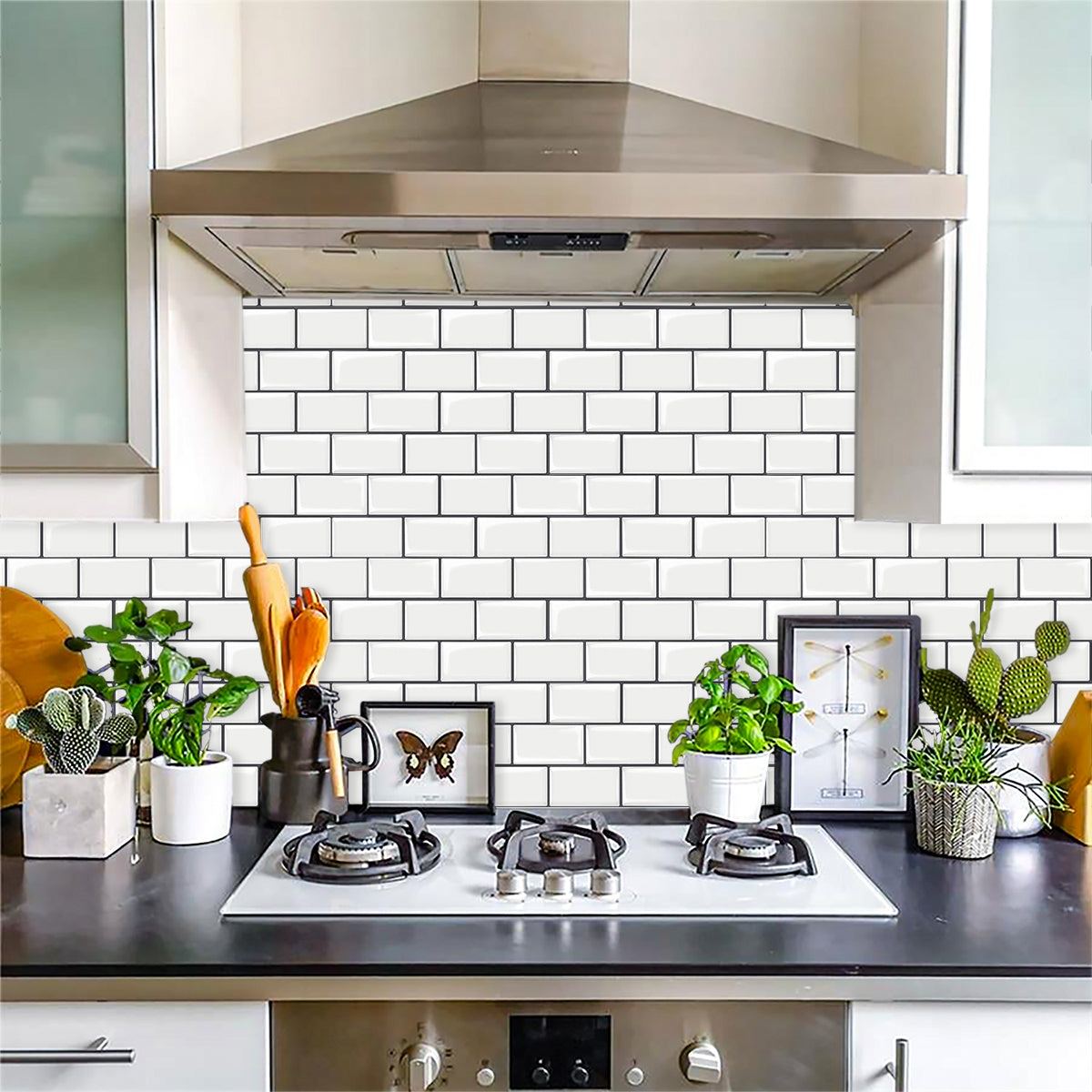 10-Sheet White Subway Tiles Peel and Stick Backsplash, Stick on Tiles Kitchen Backsplash (Thickness 2.5mm)
