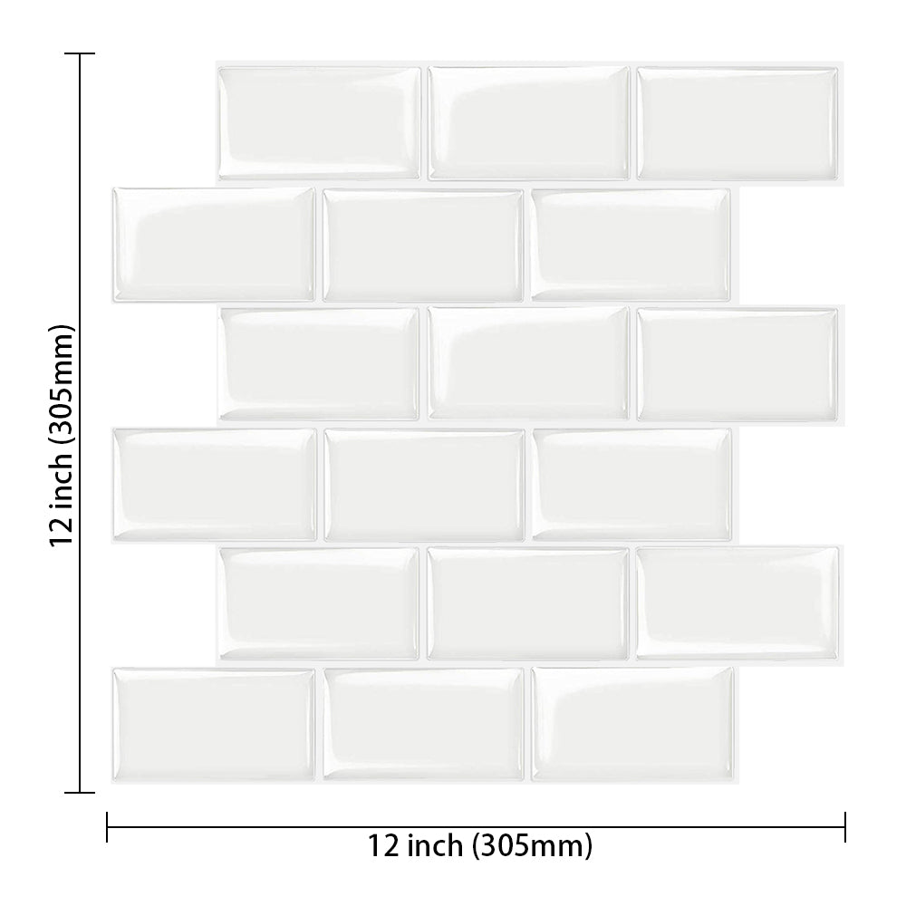 10-Sheet White Subway Tiles Peel and Stick Backsplash, Stick on Tiles Kitchen Backsplash (Thickness 2.5mm)