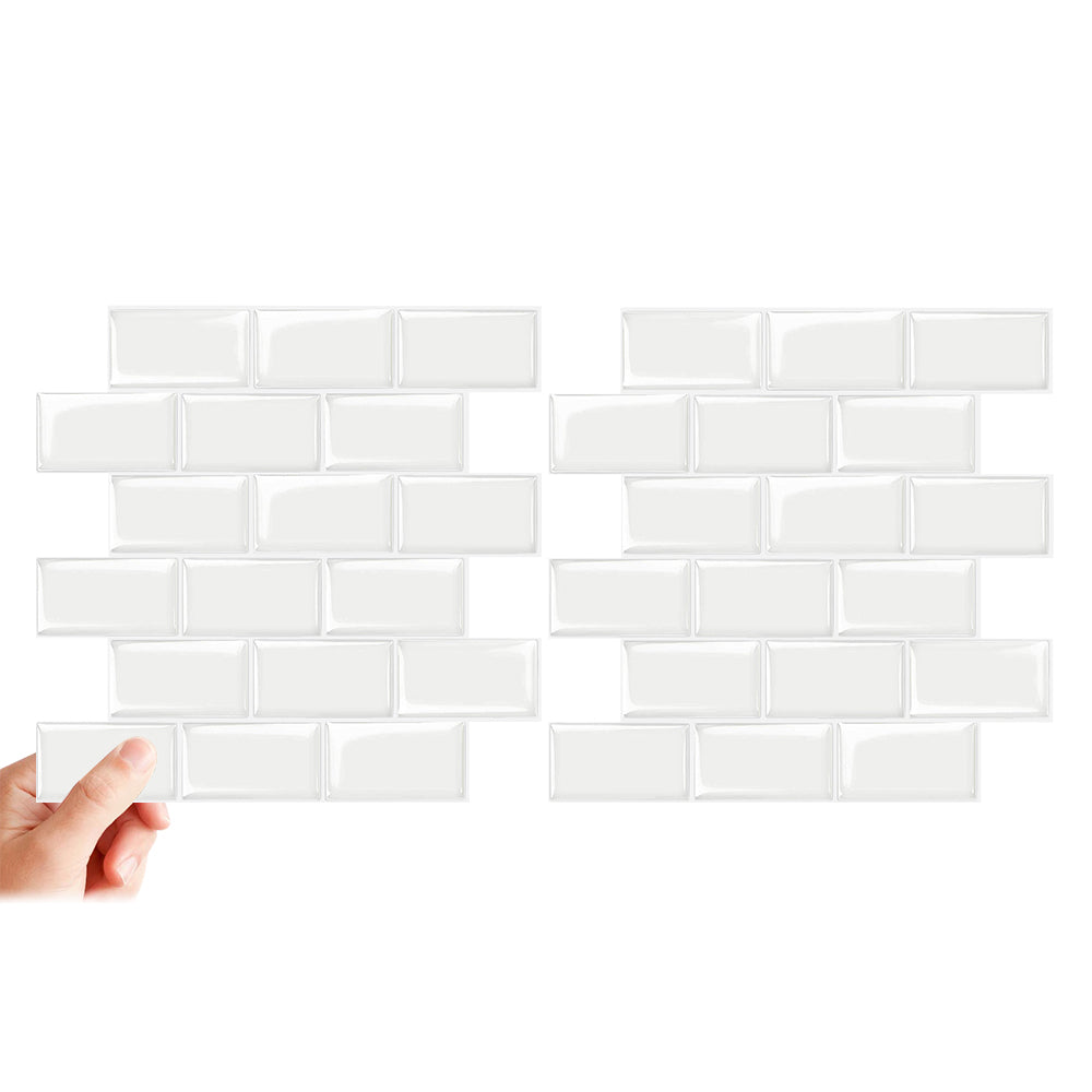 10-Sheet White Subway Tiles Peel and Stick Backsplash, Stick on Tiles Kitchen Backsplash (Thickness 2.5mm)