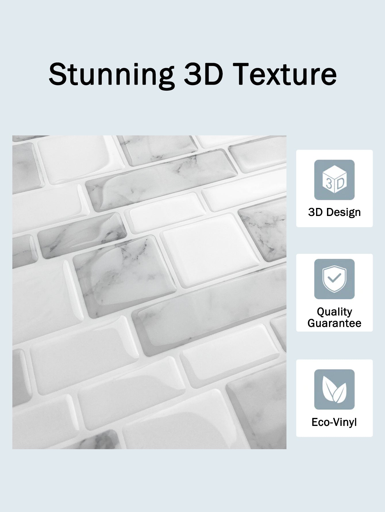 10-Sheet Mosaic Tiles Peel and Stick Backsplash Kitchen 2.5mm Thicker Design - Marble white