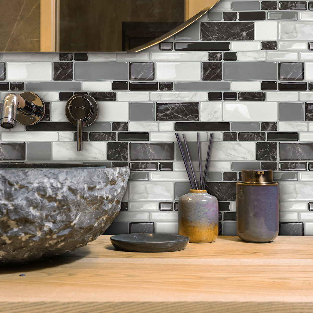 10-Sheet Mosaic Tiles Peel and Stick Backsplash Kitchen (Thicker Design 2.5mm)