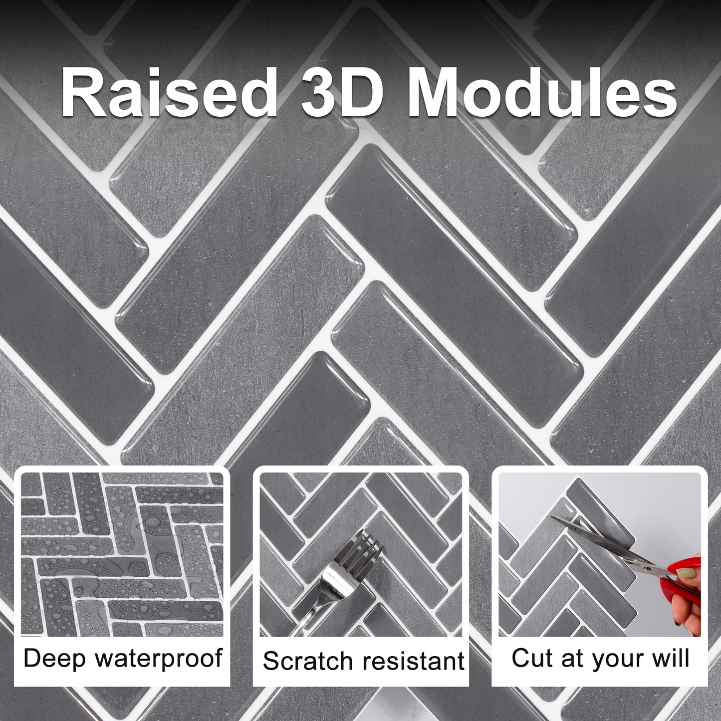 10-Sheet Mosaic Tiles Peel and Stick Backsplash Kitchen 2.5mm Thicker Design - Arrow