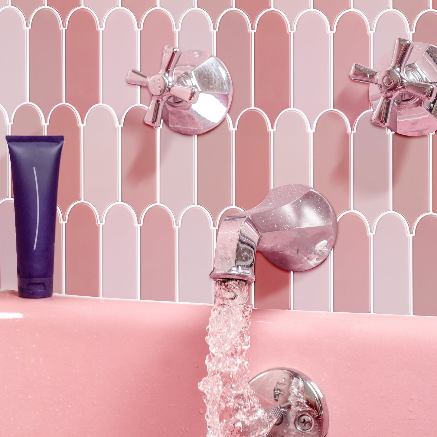 10-Sheet Mosaic Tiles Peel and Stick Backsplash Kitchen 2.5mm Thicker Design - Coral