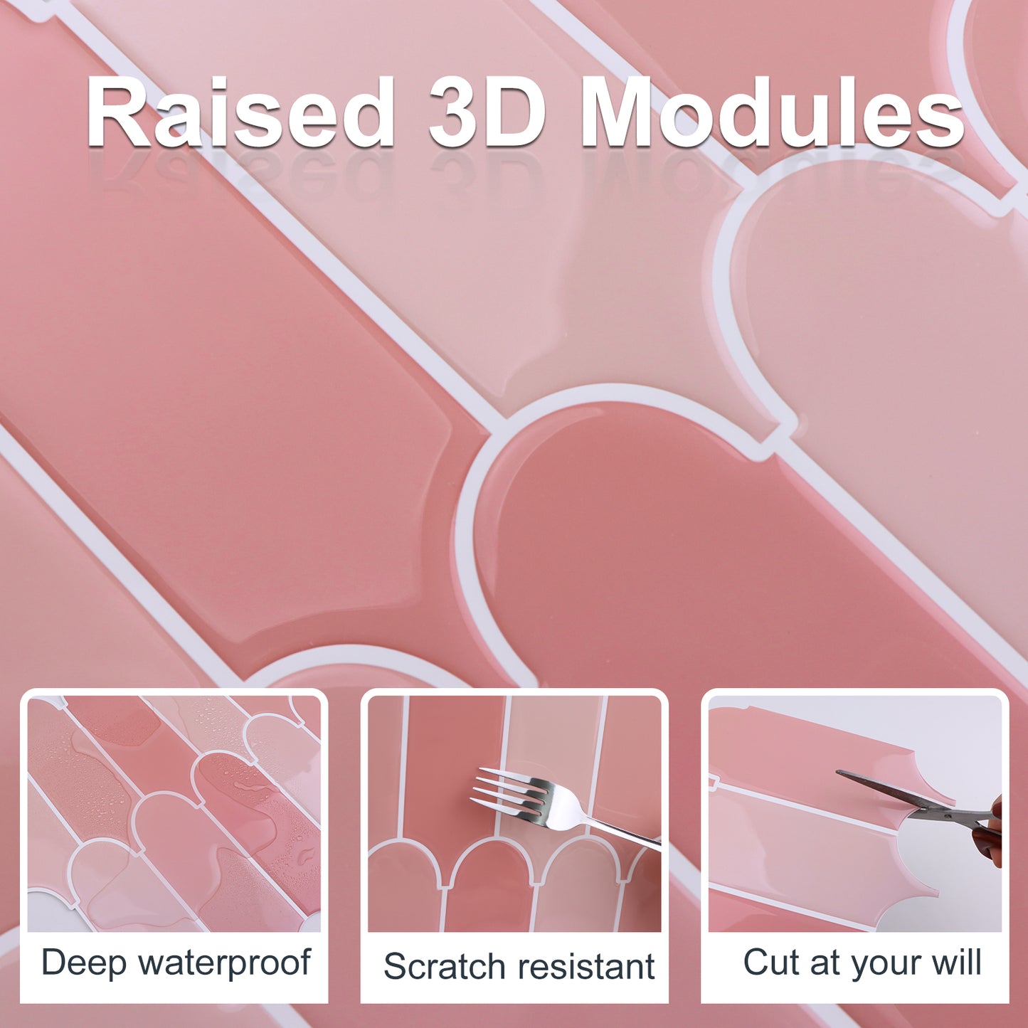 10-Sheet Mosaic Tiles Peel and Stick Backsplash Kitchen 2.5mm Thicker Design - Coral