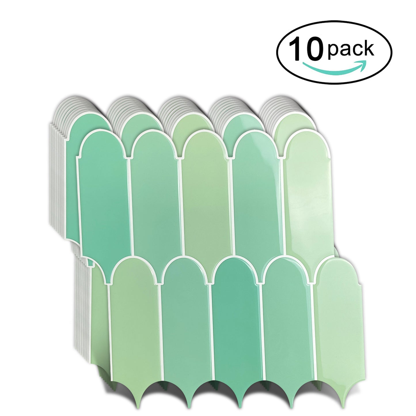 10-Sheet Mosaic Tiles Peel and Stick Backsplash Kitchen 2.5mm Thicker Design - Jade