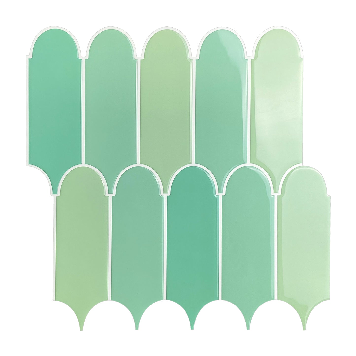 10-Sheet Mosaic Tiles Peel and Stick Backsplash Kitchen 2.5mm Thicker Design - Jade