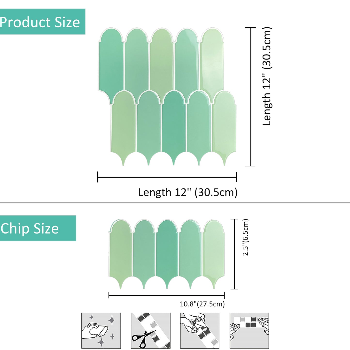 10-Sheet Mosaic Tiles Peel and Stick Backsplash Kitchen 2.5mm Thicker Design - Jade