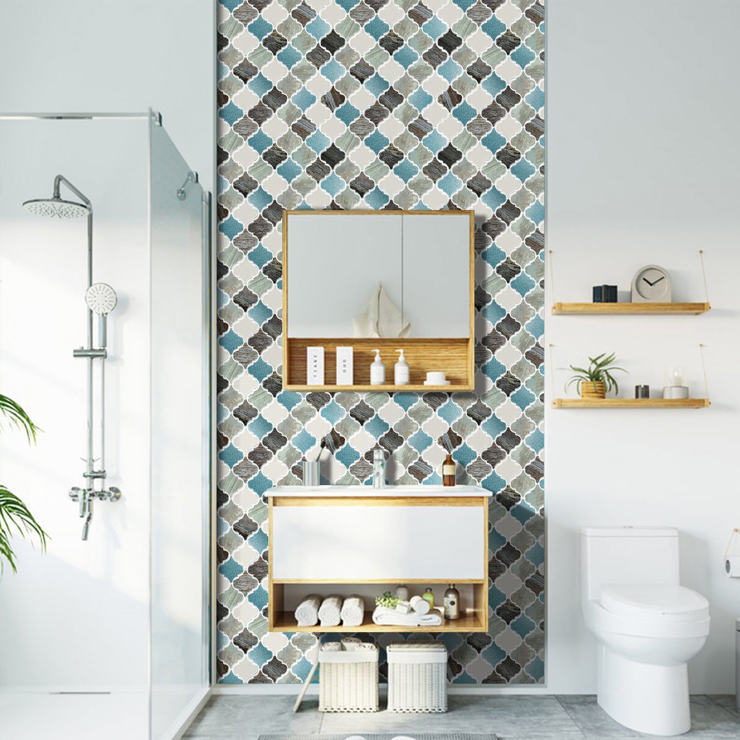 10-Sheet Mosaic Tiles Peel and Stick Backsplash Kitchen 2.5mm Thicker Design - Elegant Turquoise