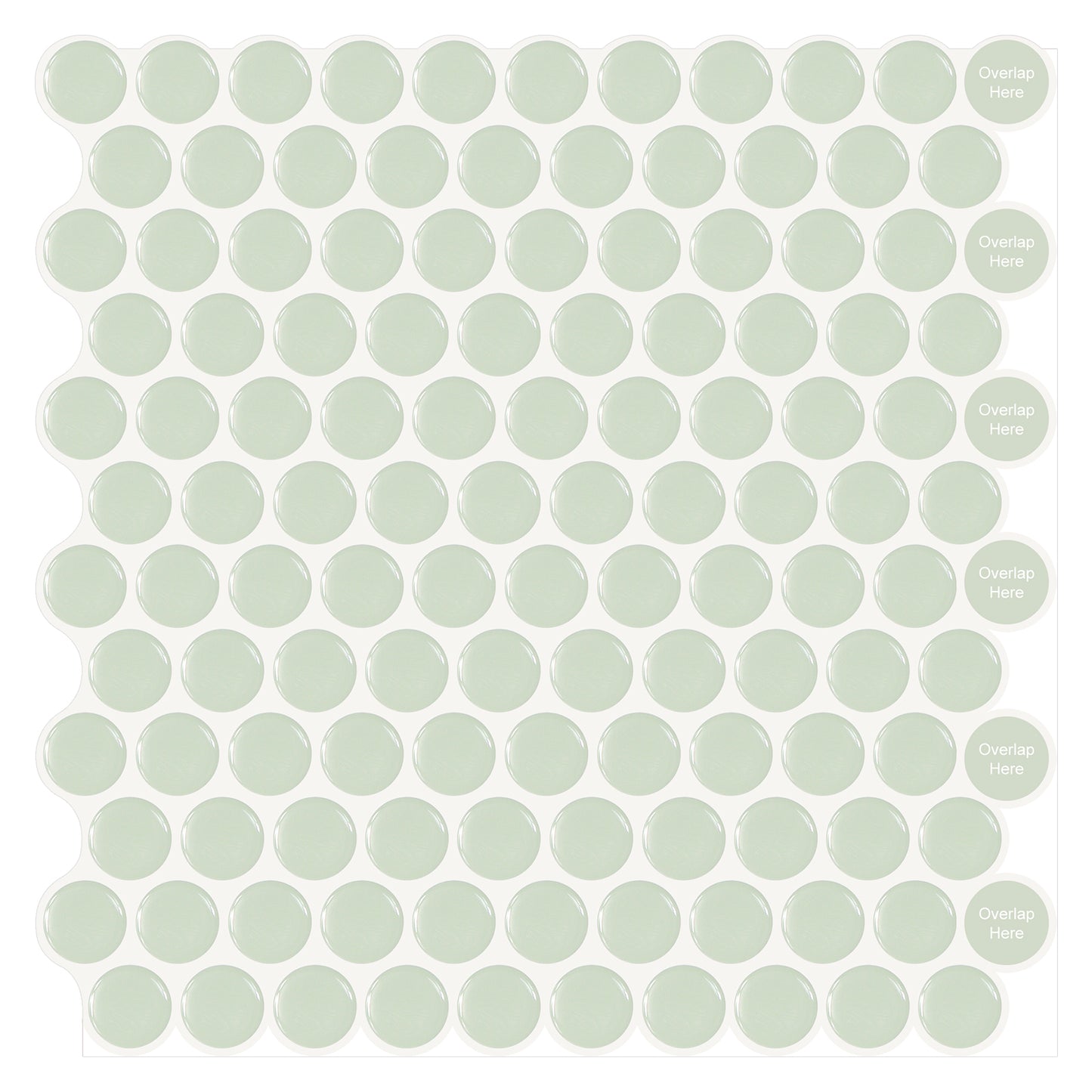 10-Sheet Mosaic Tiles Peel and Stick Backsplash Kitchen 1.2mm- Round Dot Light Green