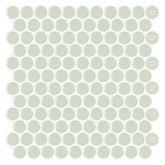 10-Sheet Mosaic Tiles Peel and Stick Backsplash Kitchen  1.2mm- Round Dot Light Green