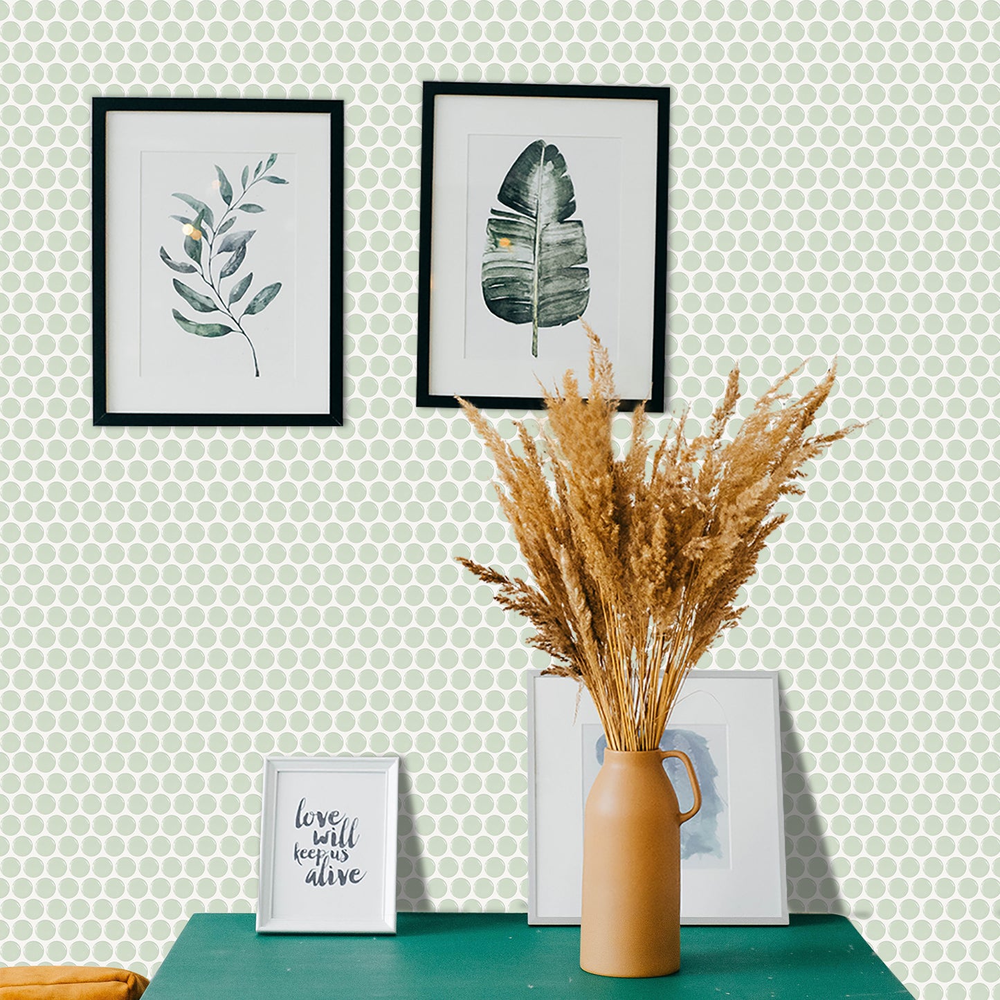 10-Sheet Mosaic Tiles Peel and Stick Backsplash Kitchen 1.2mm- Round Dot Light Green