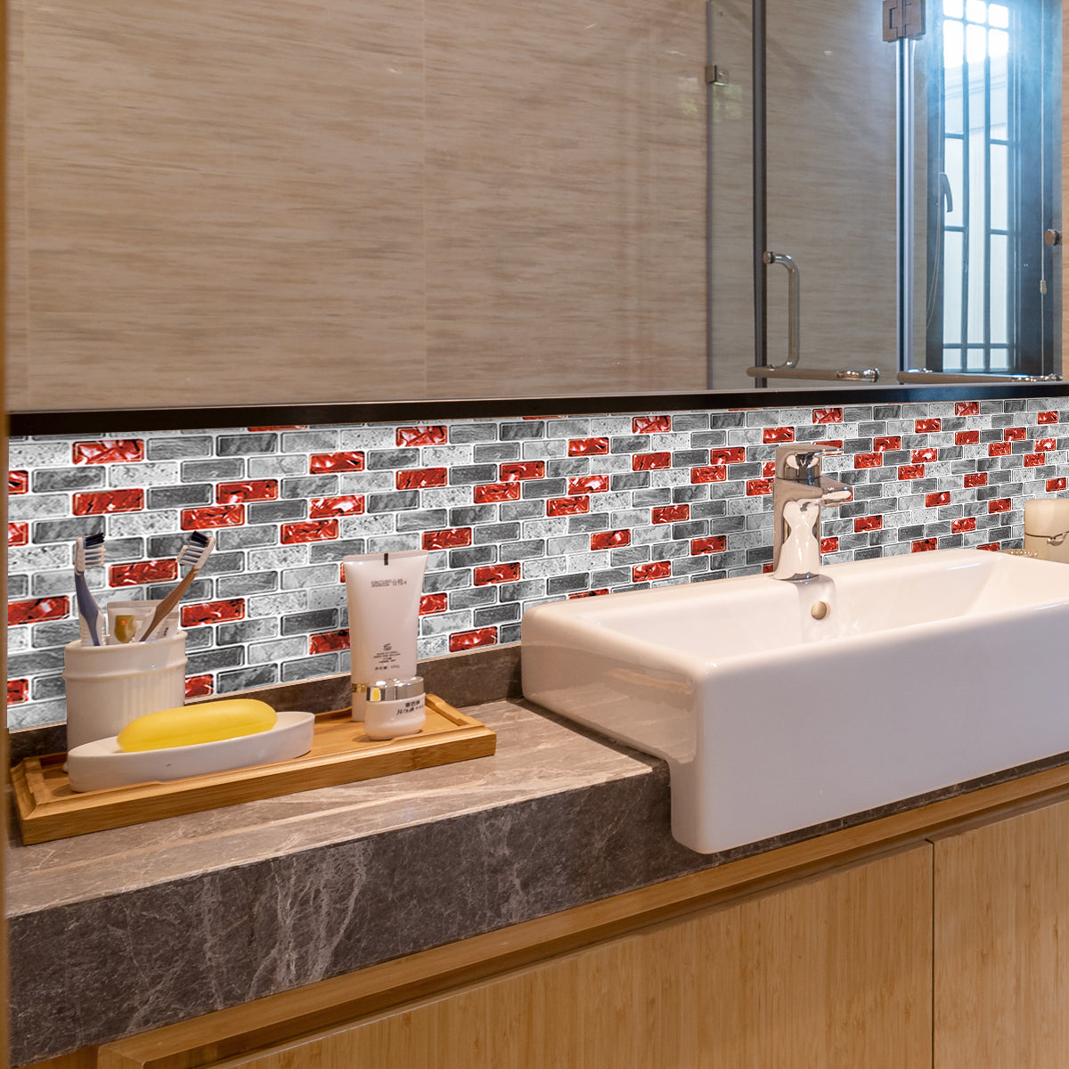 10-Sheet Subway Tiles Peel and Stick Backsplash, 30.5cmx30.5cm Stick on Tiles Kitchen Backsplash (Thickness 1.2mm)