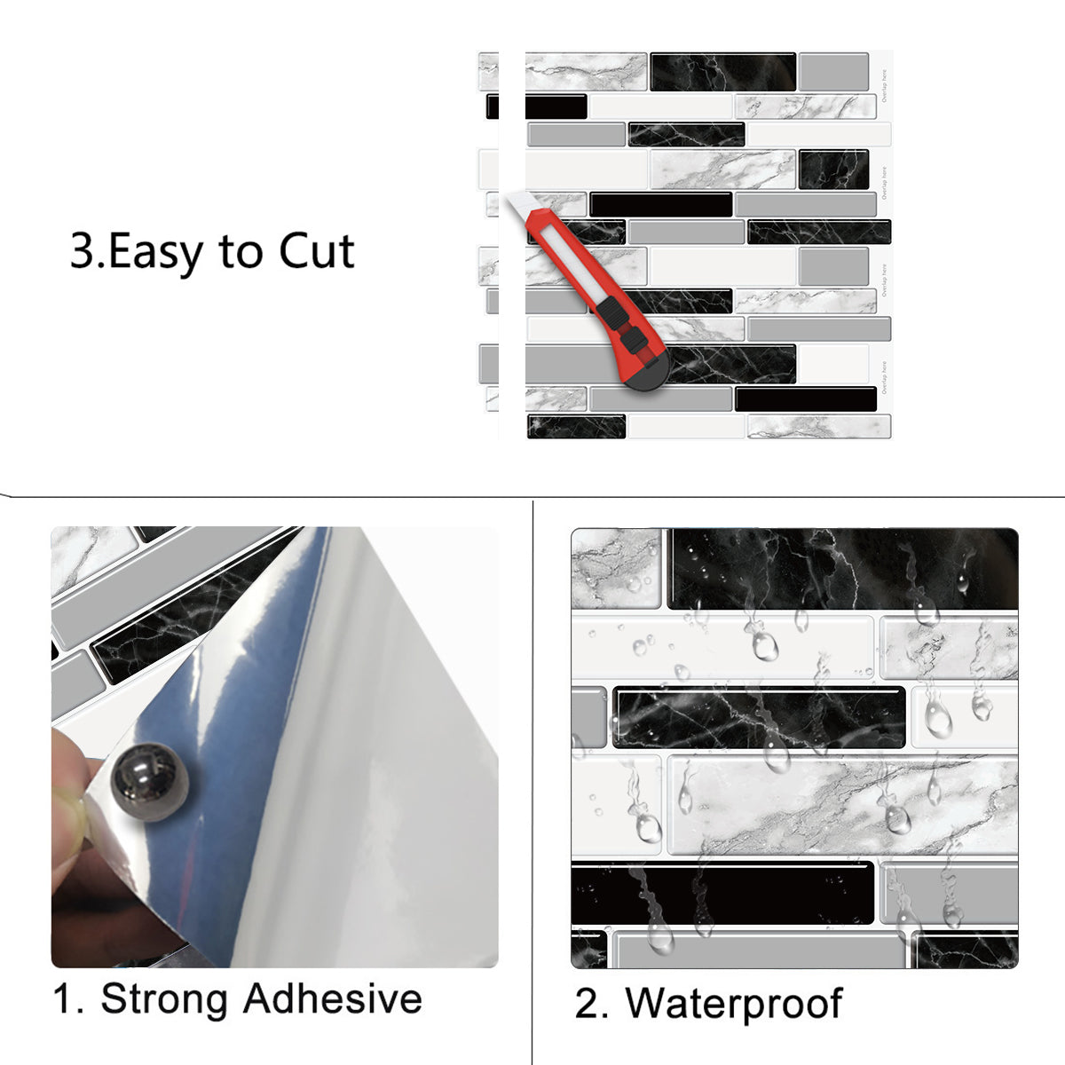 10-Sheet Subway Tiles Peel and Stick Backsplash, 30.5cmx30.5cm Stick on Tiles Kitchen Backsplash (Thickness 1.2mm)