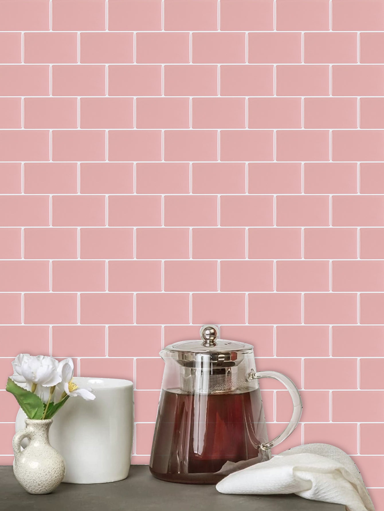 10-Sheet Mosaic Tiles Peel and Stick Backsplash Kitchen 1.2mm - Cherry blossom