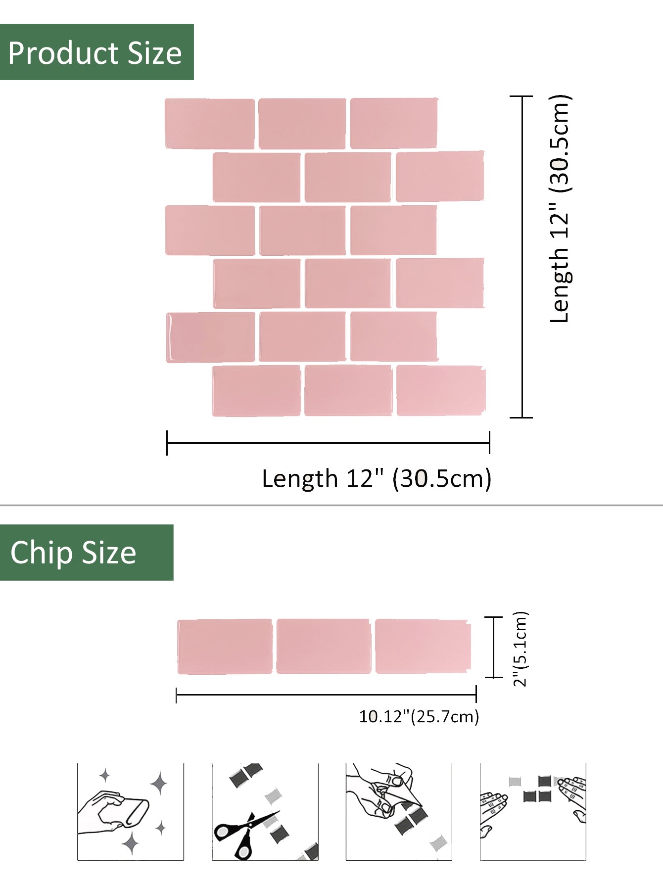 10-Sheet Mosaic Tiles Peel and Stick Backsplash Kitchen 1.2mm - Cherry blossom