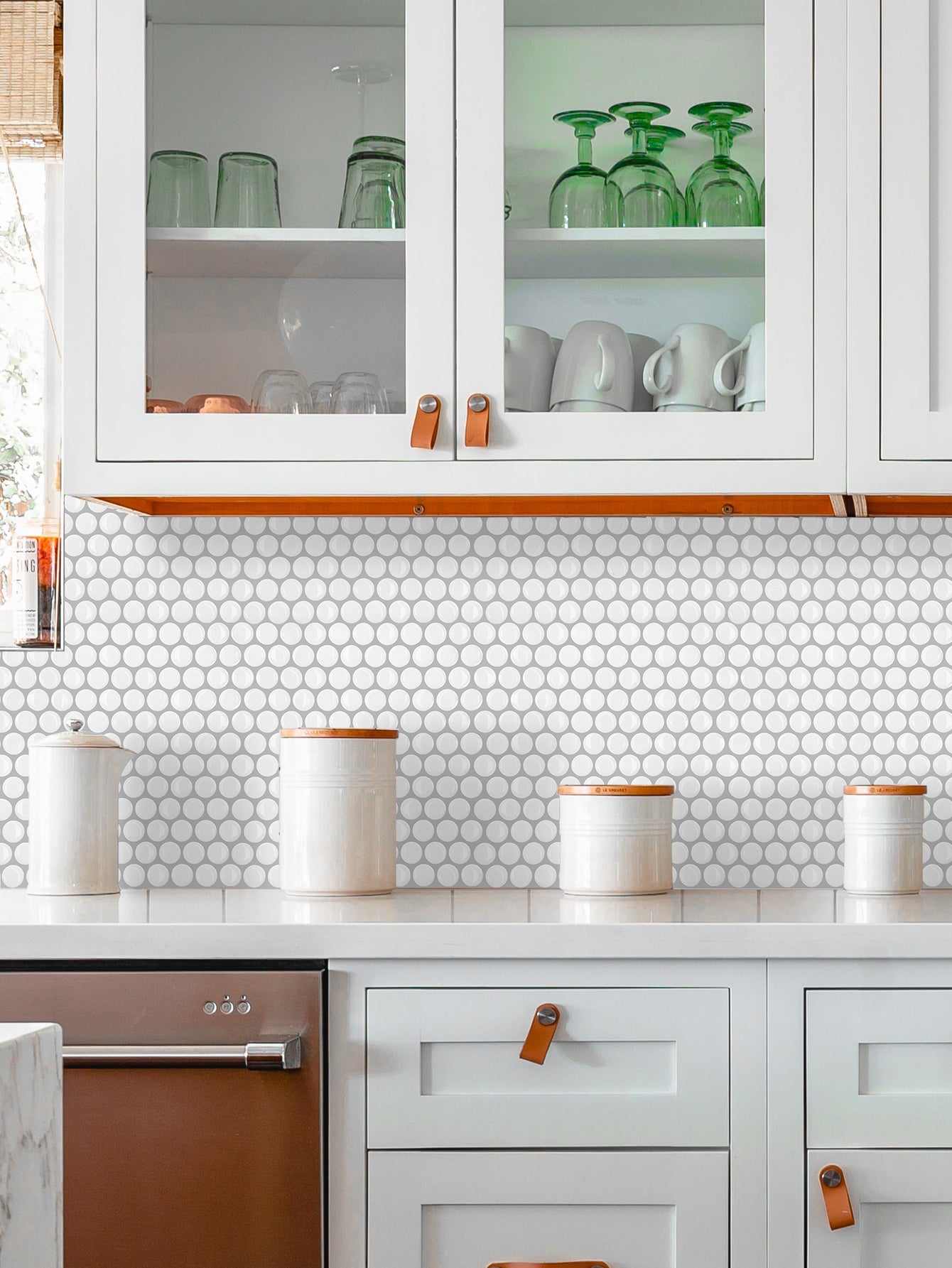 10-Sheet Mosaic Tiles Peel and Stick Backsplash Kitchen 1.2mm- Penny Round WHT