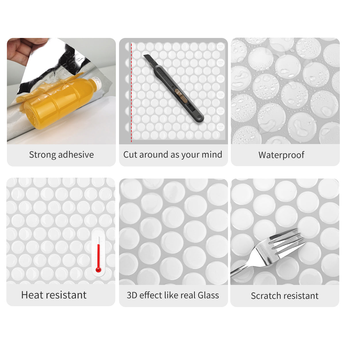 10-Sheet Mosaic Tiles Peel and Stick Backsplash Kitchen 1.2mm- Penny Round WHT