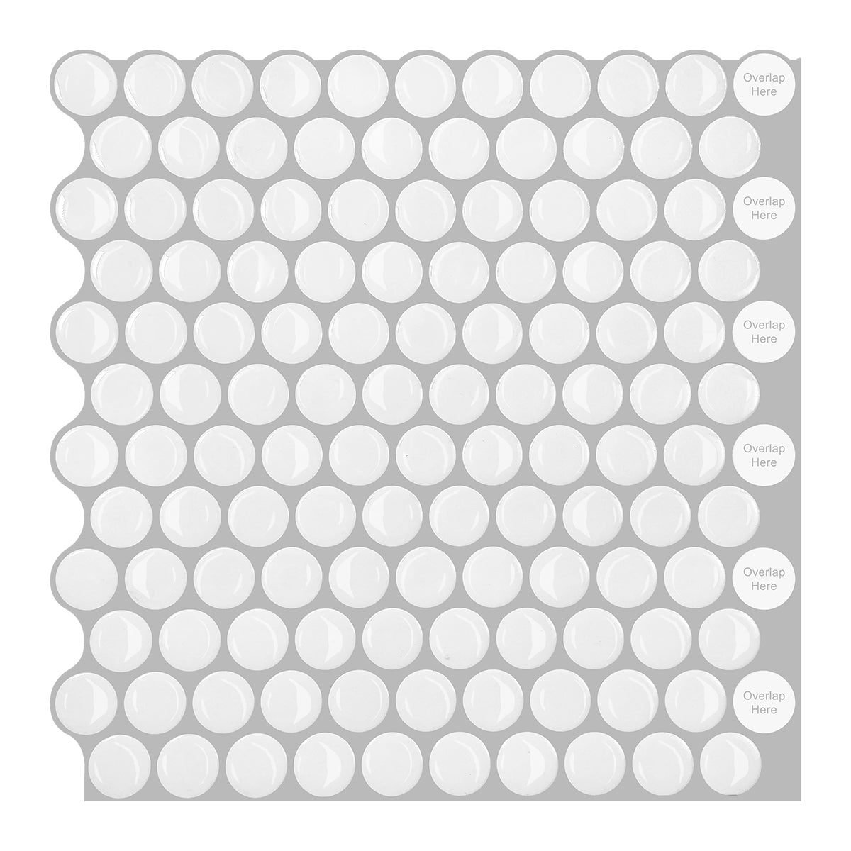 10-Sheet Mosaic Tiles Peel and Stick Backsplash Kitchen 1.2mm- Penny Round WHT