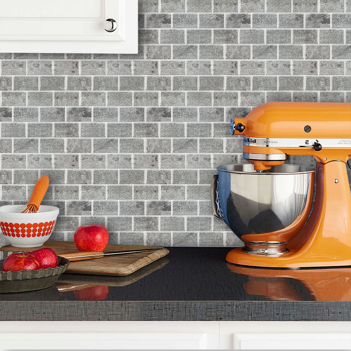 10-Sheet Mosaic Tiles Peel and Stick Backsplash Kitchen 2.0mm - Brick Grey