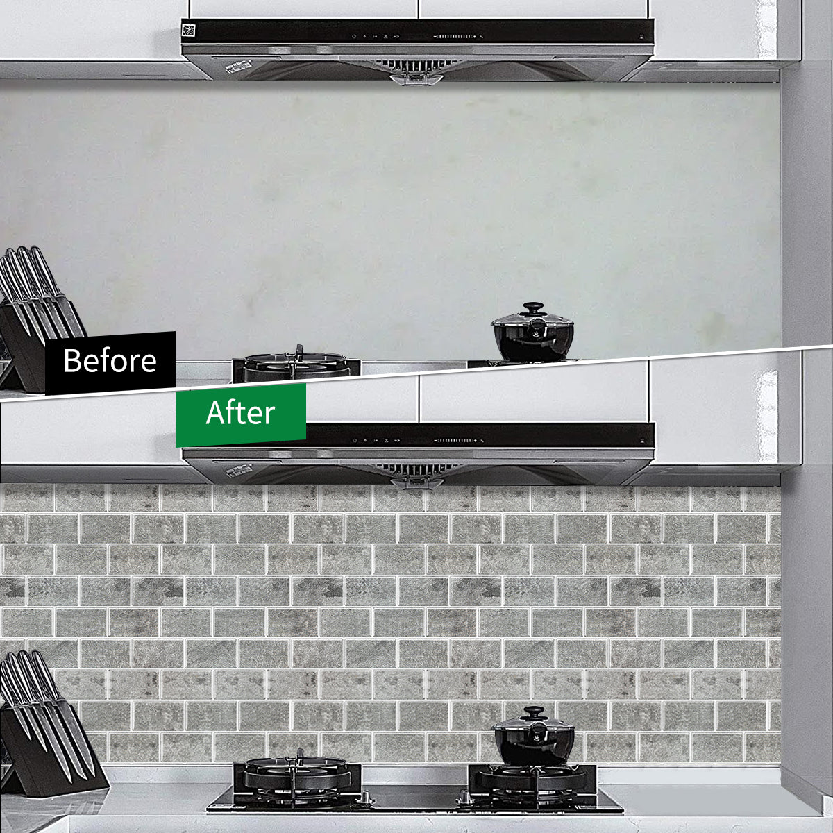 10-Sheet Mosaic Tiles Peel and Stick Backsplash Kitchen 2.0mm - Brick Grey