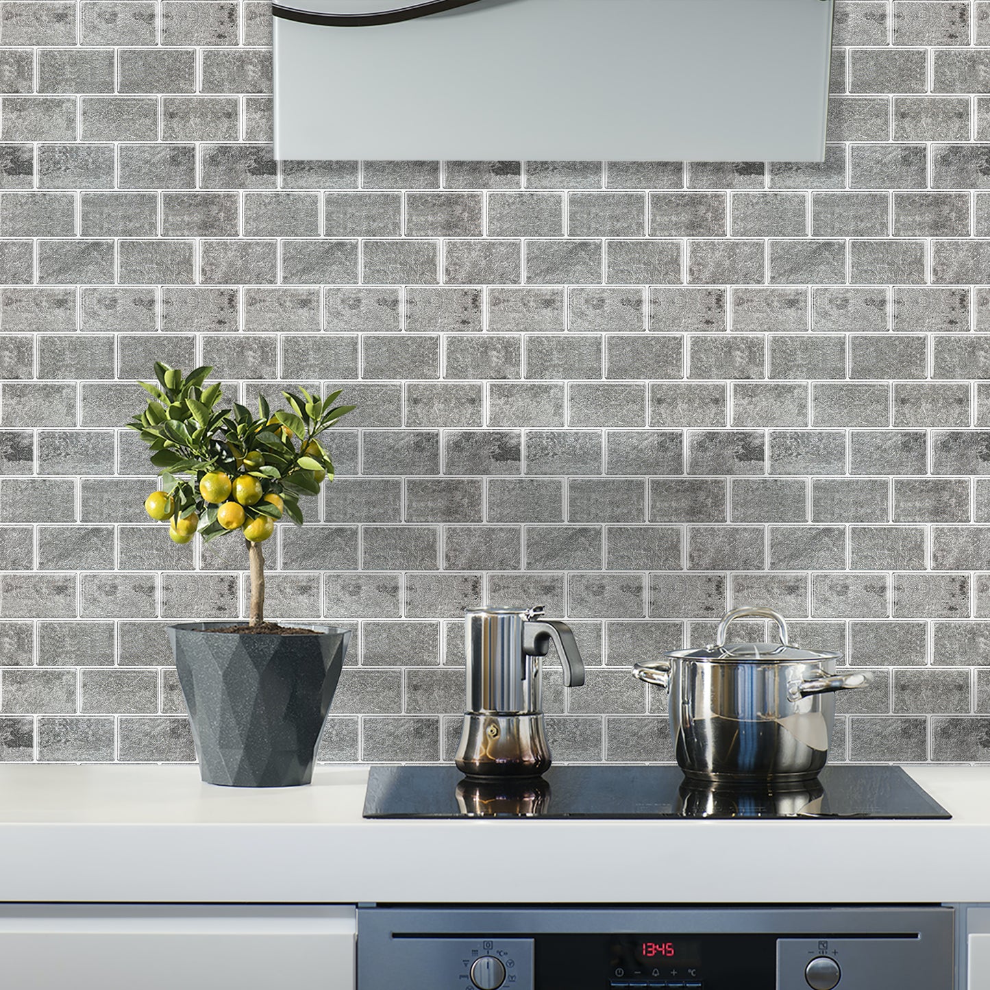 10-Sheet Mosaic Tiles Peel and Stick Backsplash Kitchen 2.0mm - Brick Grey