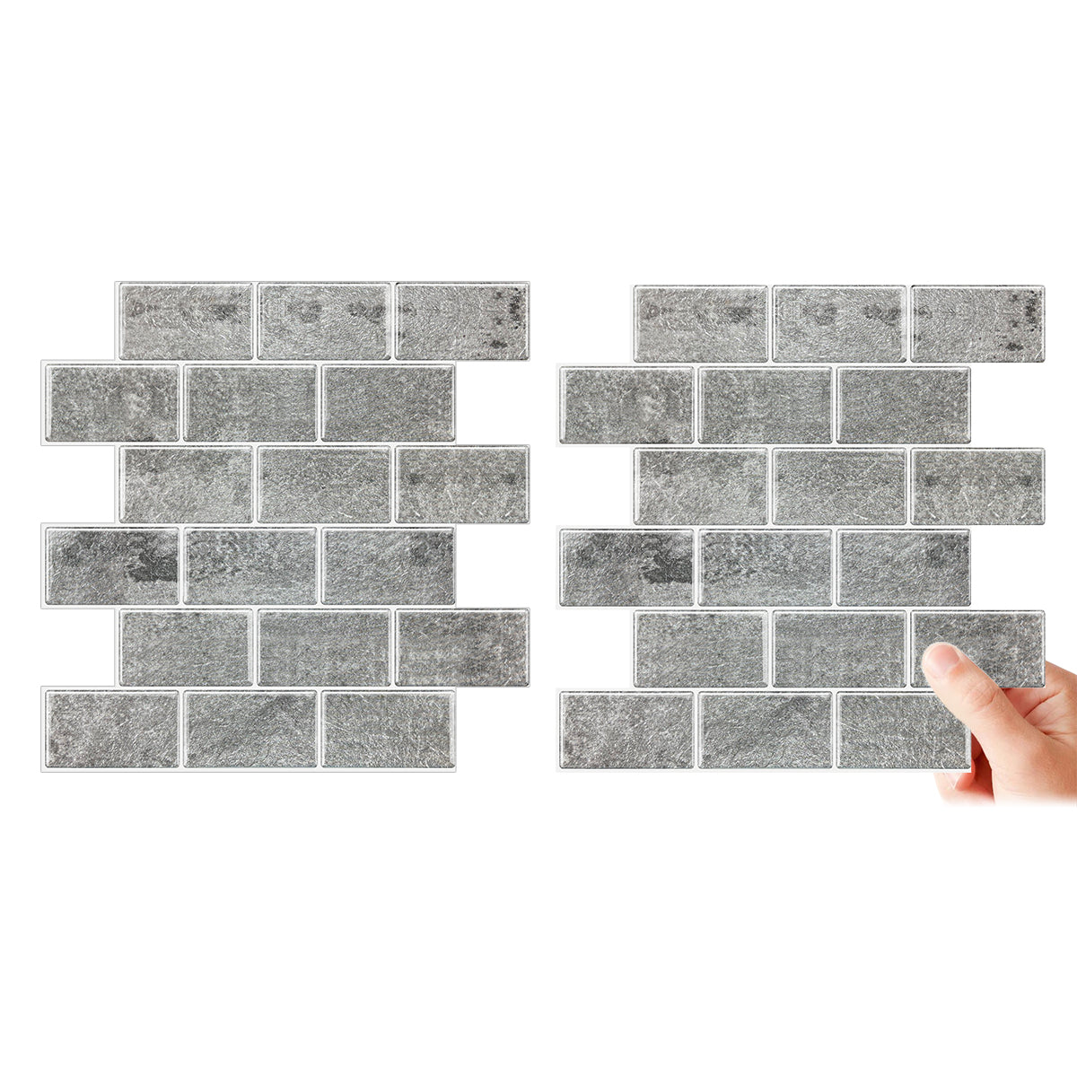 10-Sheet Mosaic Tiles Peel and Stick Backsplash Kitchen 2.0mm - Brick Grey