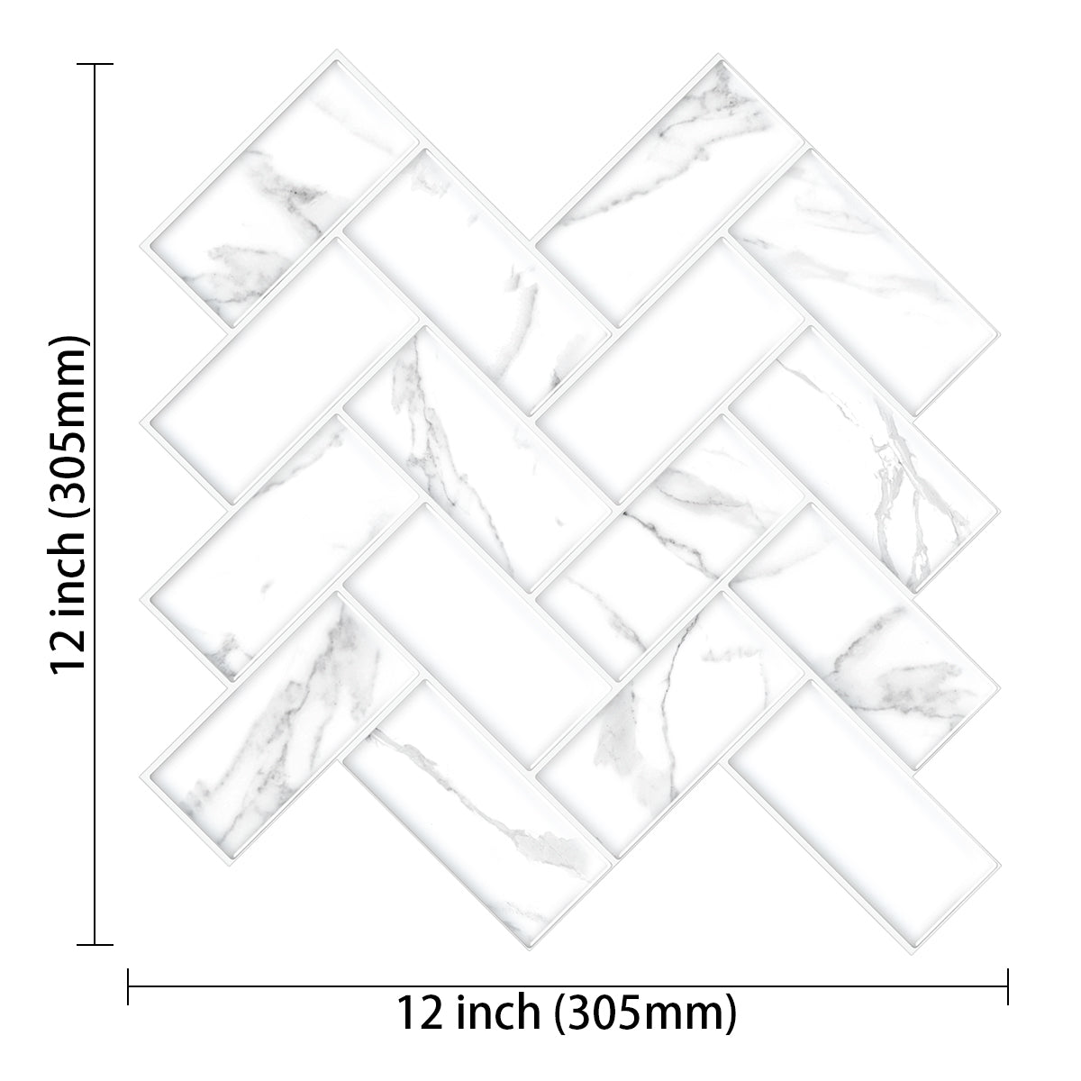 10-Sheet Mosaic Tiles Peel and Stick Backsplash Kitchen 2.0mm - Carrara White