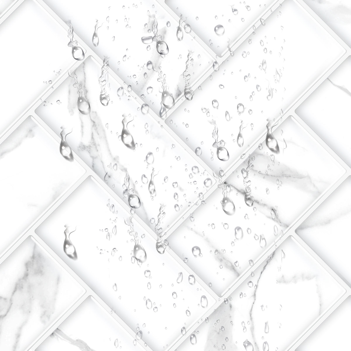 10-Sheet Mosaic Tiles Peel and Stick Backsplash Kitchen 2.0mm - Carrara White